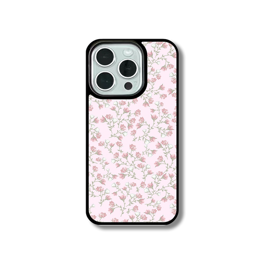 Vintage Elegant Pink Floral iPhone 15 Case for Chic Style