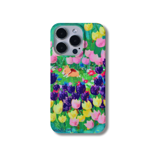Bring a Touch of Vintage Elegance with the Corgi & Tulip iPhone 15 Pro Case
