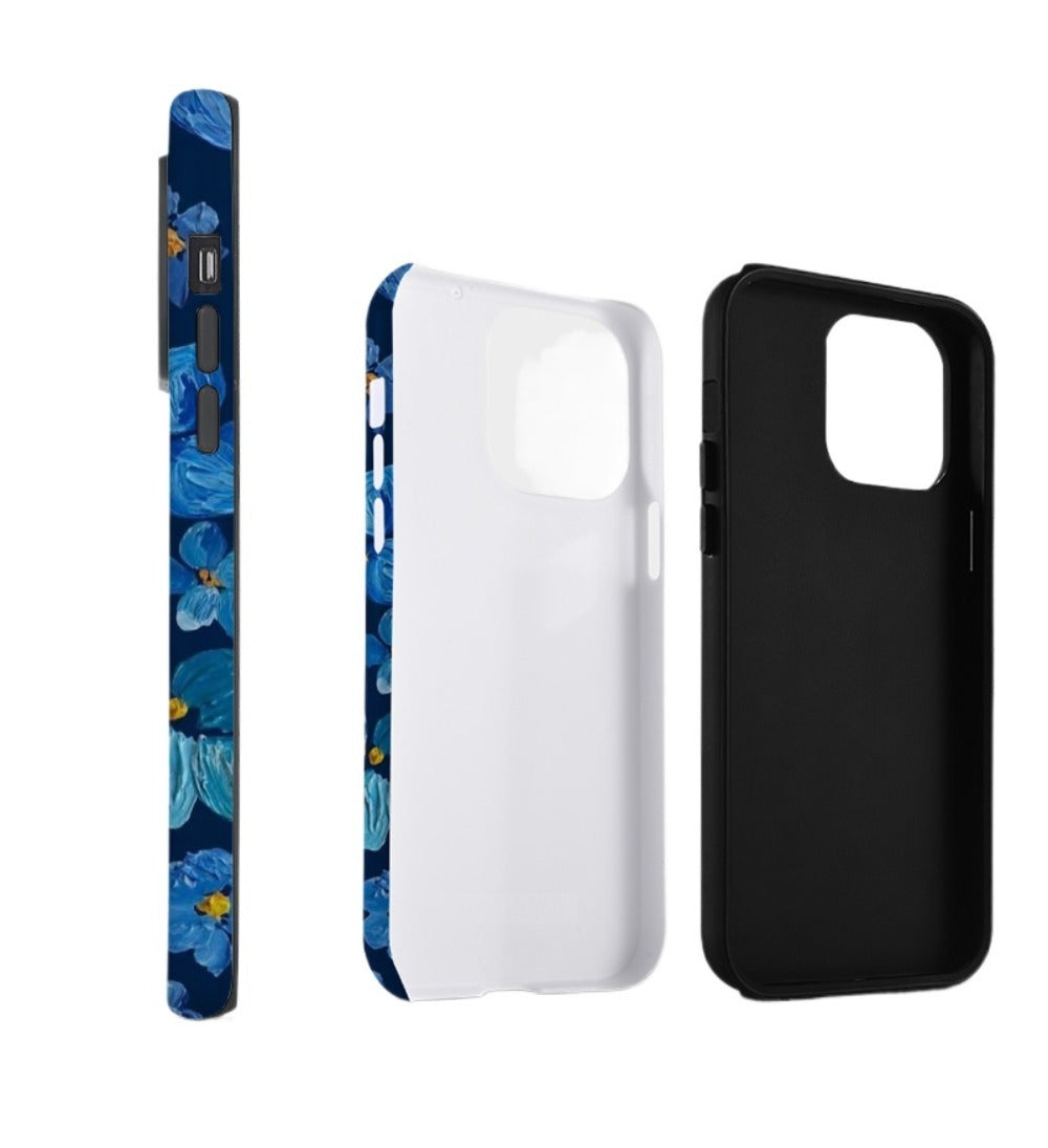 Creative Retro Blue Floral iPhone 15 Pro Max Case