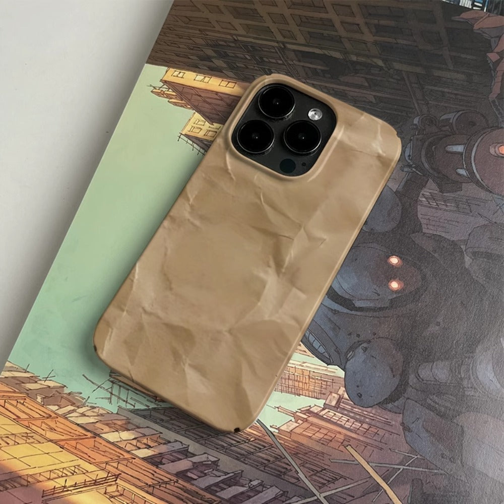 Crumpled kraft paper art niche cartoon iPhone 15 Pro case