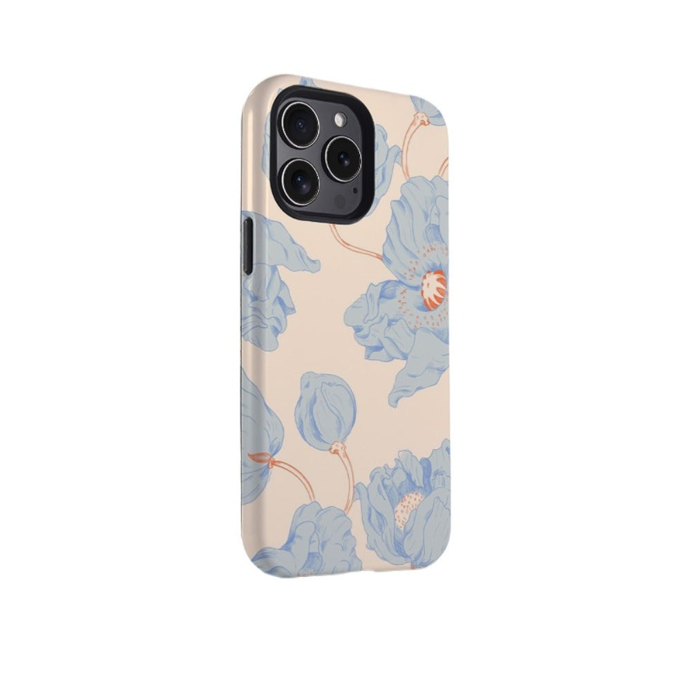 Niche oil painting of blue flowers 15 Pro iPhone case