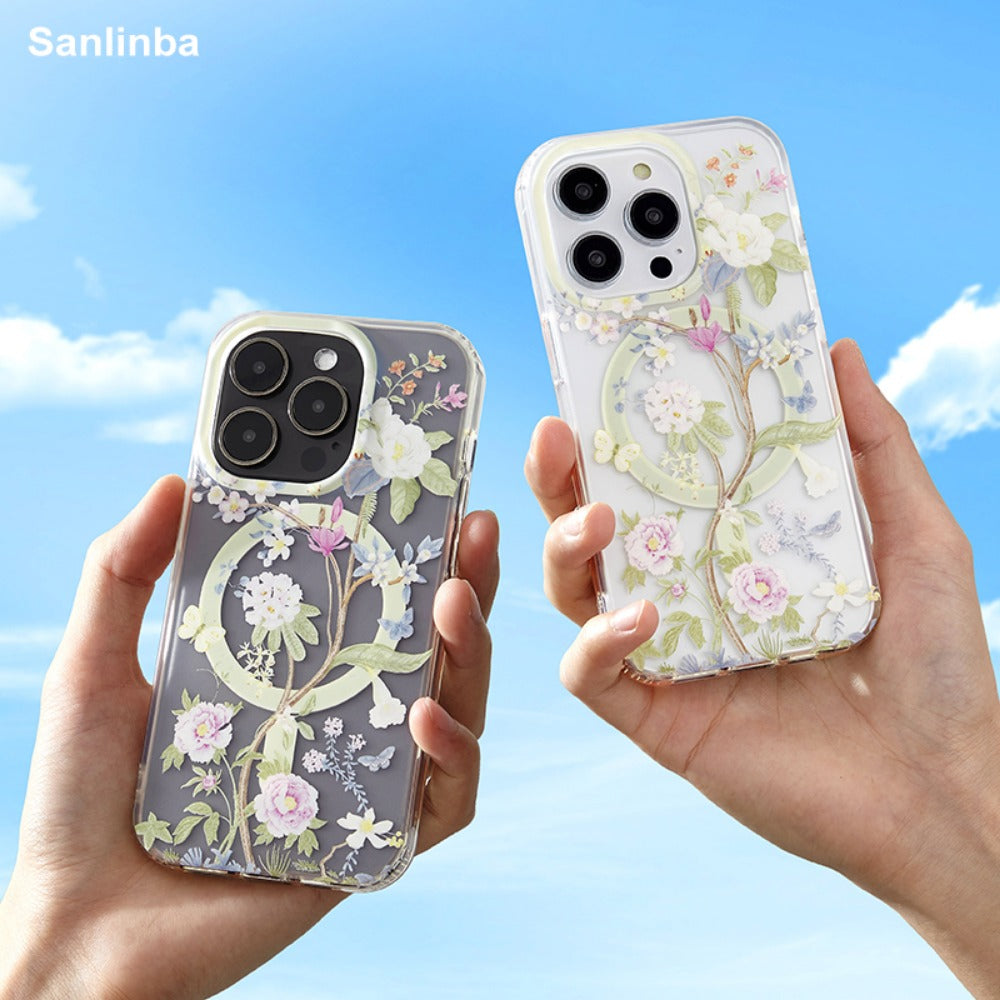 Frosted Transparent iPhone Case with Floral Design