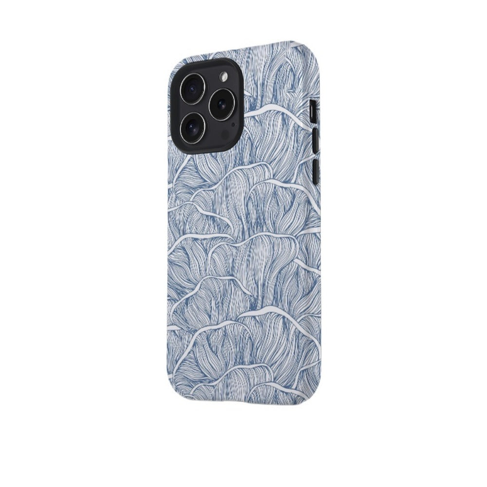 Line blue lotus mobile case iPhone 16 protective cover