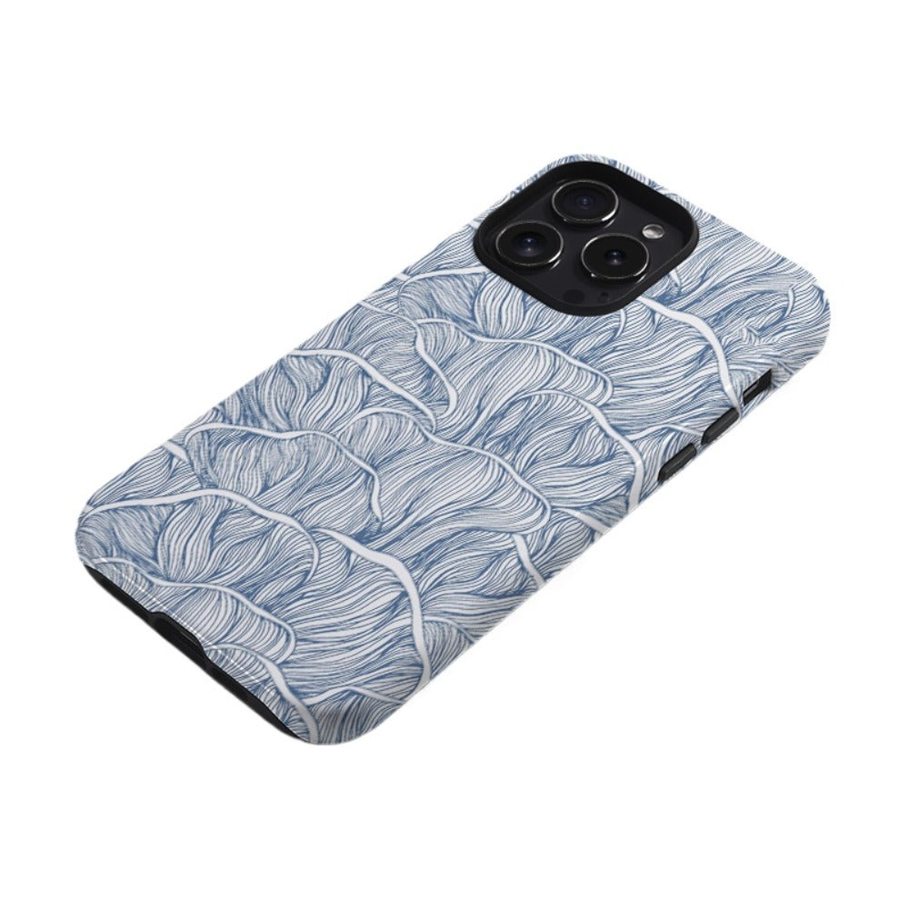 Line blue lotus mobile case iPhone 16 protective cover