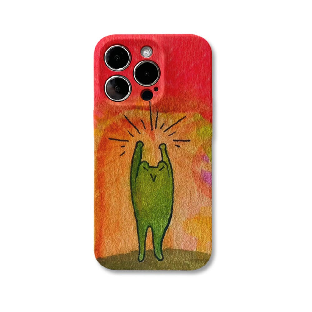 Funny oil painting frog mobile phone case creative niche hard case