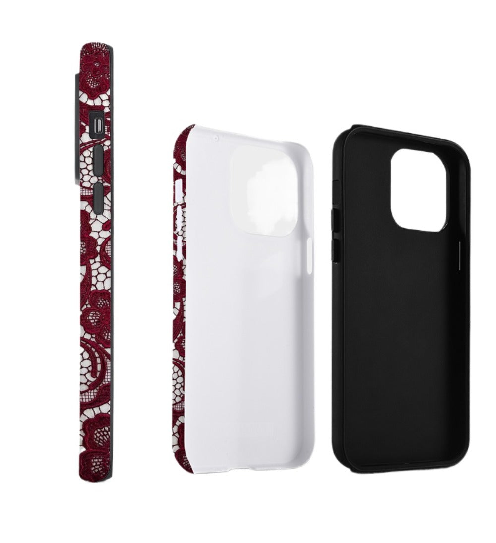 Creative red lace pattern iPhone16 Pro Max case