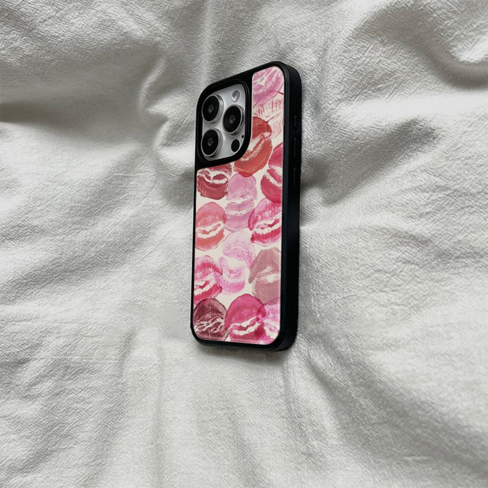 Personality fiery red lips black border iPhone16 Pro Max Phone case