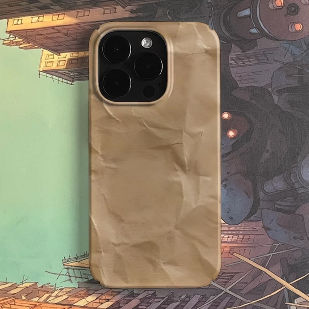 Crumpled kraft paper art niche cartoon iPhone 15 Pro case