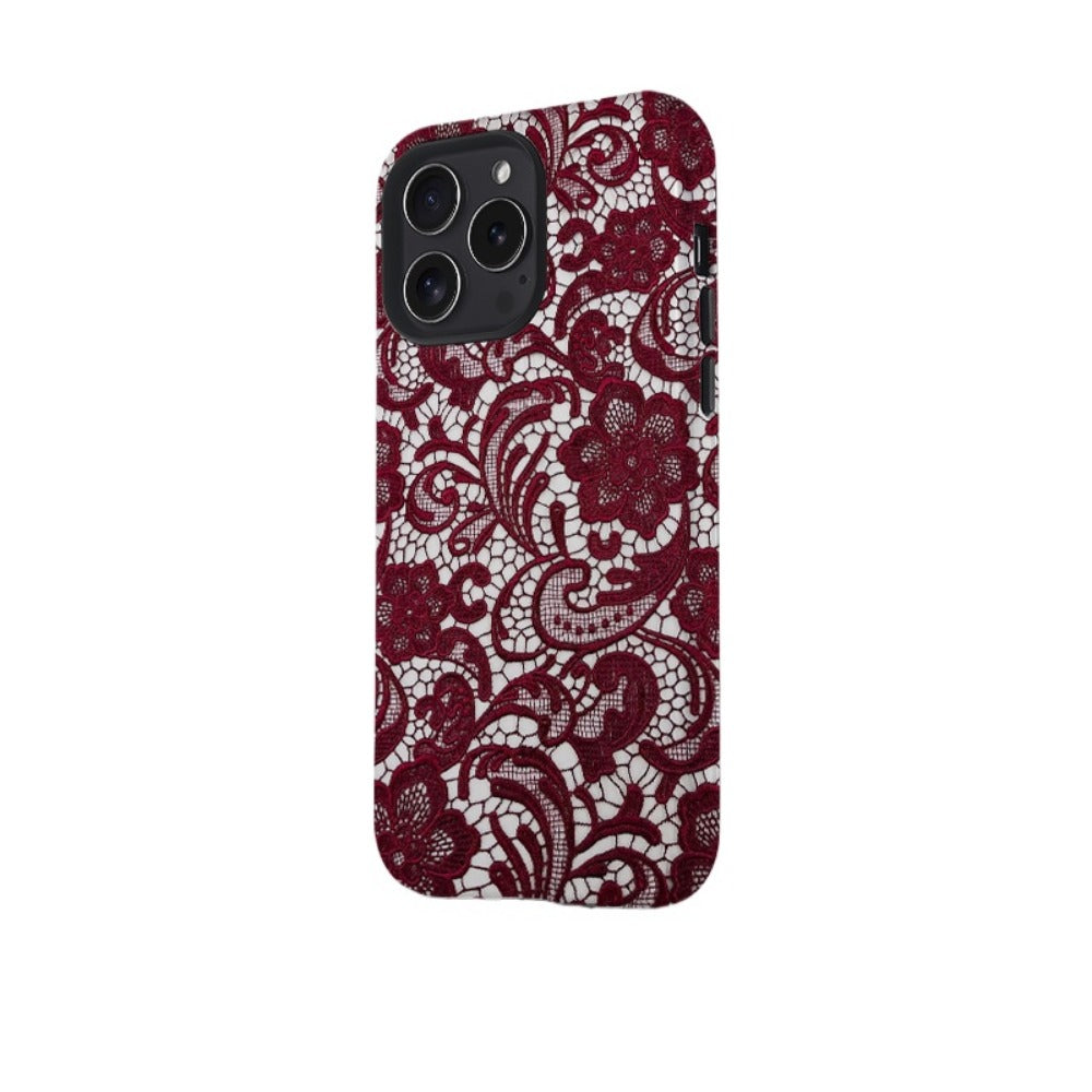 Creative red lace pattern iPhone16 Pro Max case