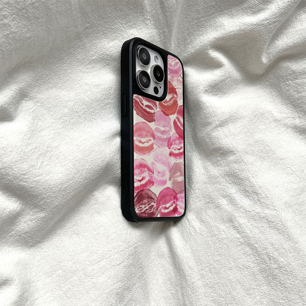 Personality fiery red lips black border iPhone16 Pro Max Phone case