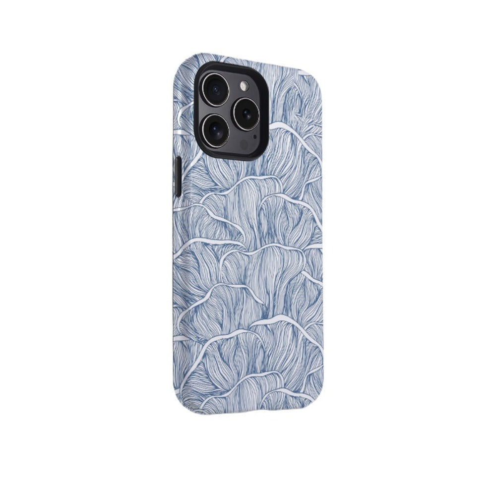 Line blue lotus mobile case iPhone 16 protective cover