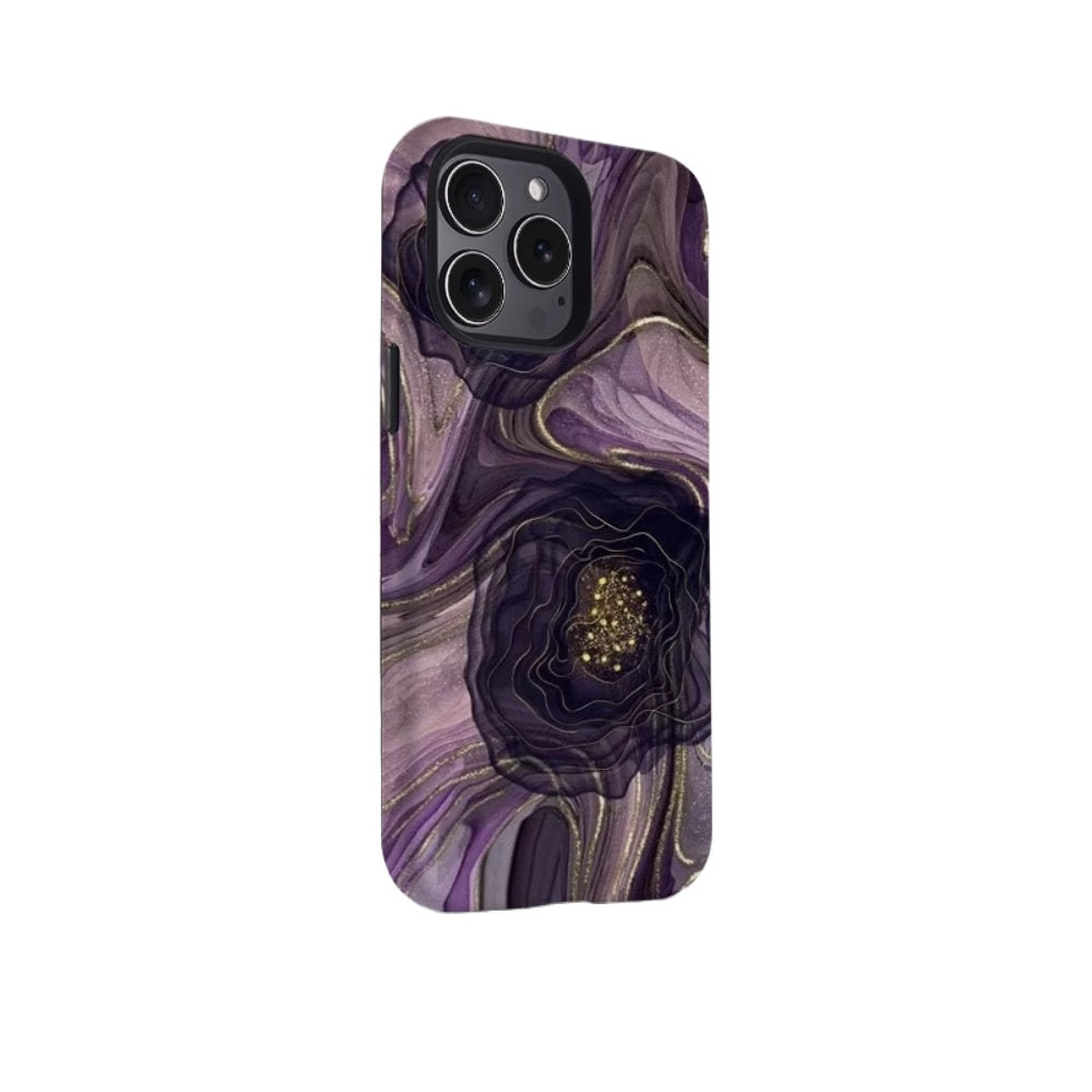 Painted purple flowers flowered gold 15 iPhone case