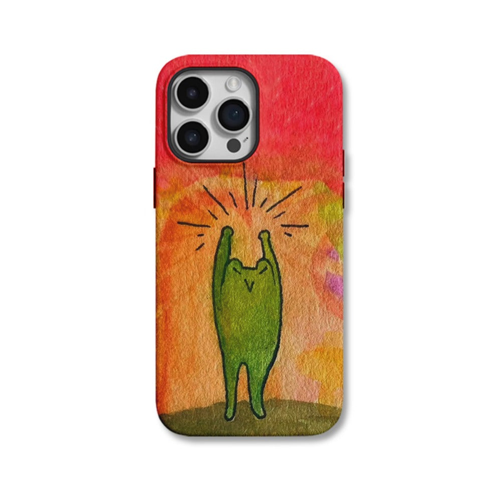 Funny oil painting frog mobile phone case creative niche hard case