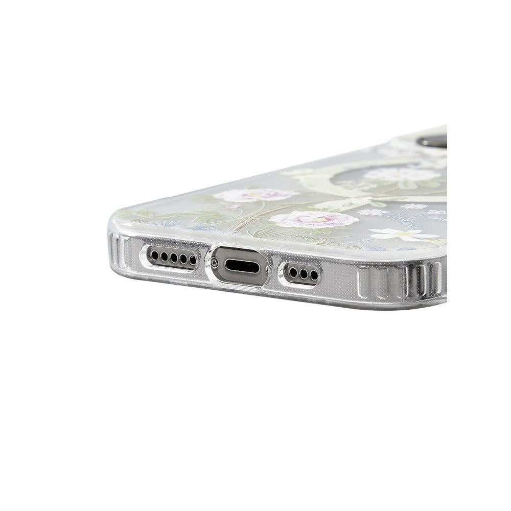 Frosted Transparent iPhone Case with Floral Design