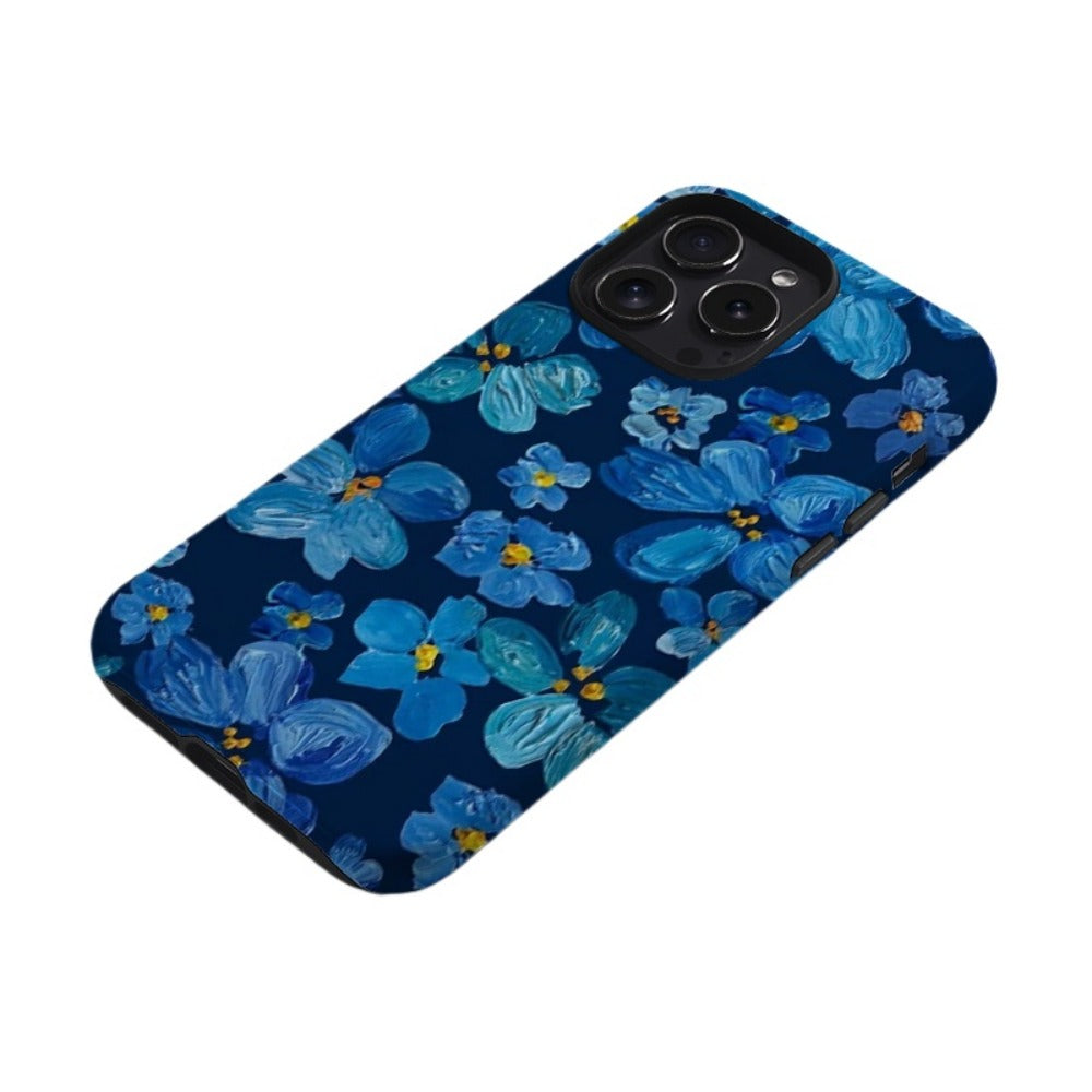 Creative Retro Blue Floral iPhone 15 Pro Max Case