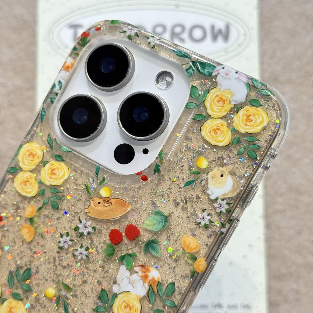 Glitter Vintage Floral Bunny Dual iPhone 16 case