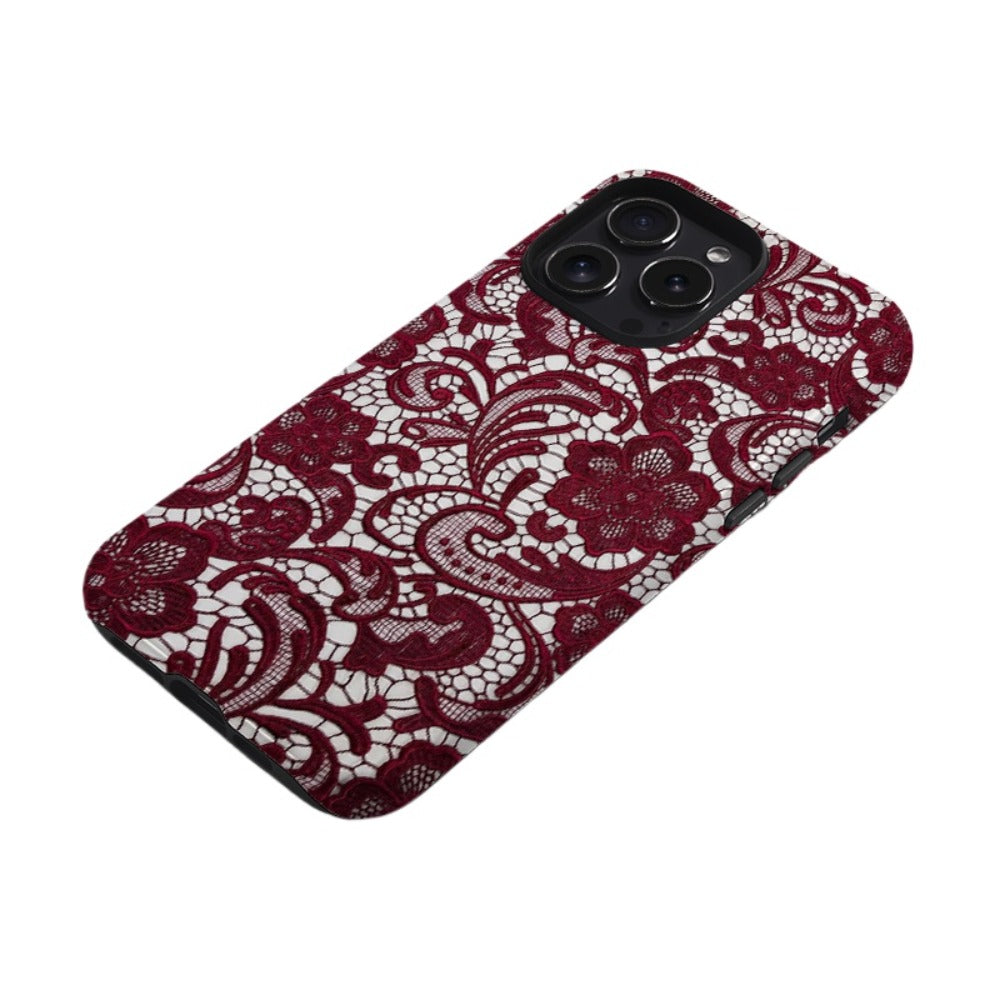 Creative red lace pattern iPhone16 Pro Max case
