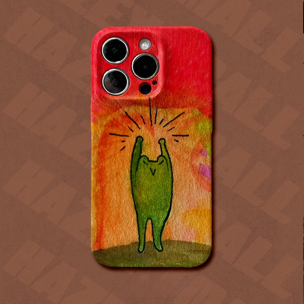 Funny oil painting frog mobile phone case creative niche hard case