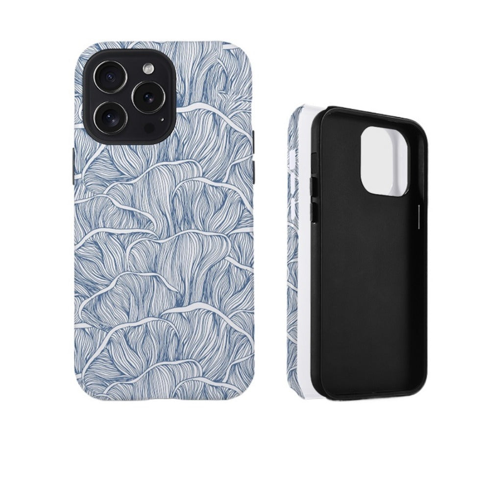 Line blue lotus mobile case iPhone 16 protective cover