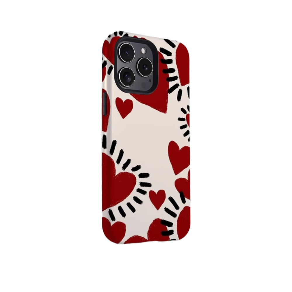 Personalized hand-painted red heart 15 iPhone case