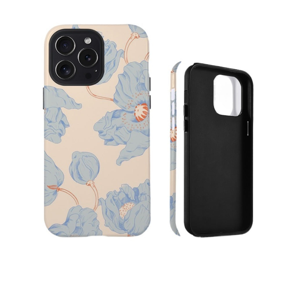 Niche oil painting of blue flowers 15 Pro iPhone case