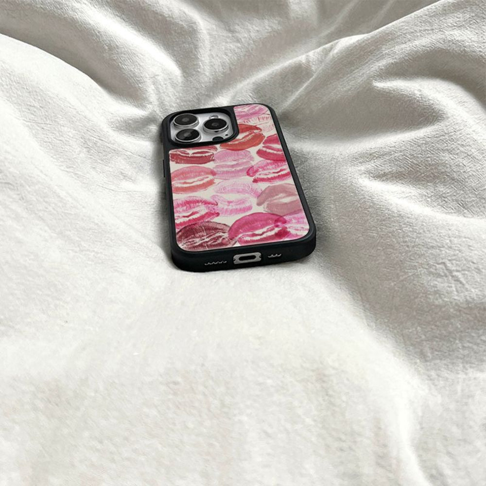 Personality fiery red lips black border iPhone16 Pro Max Phone case