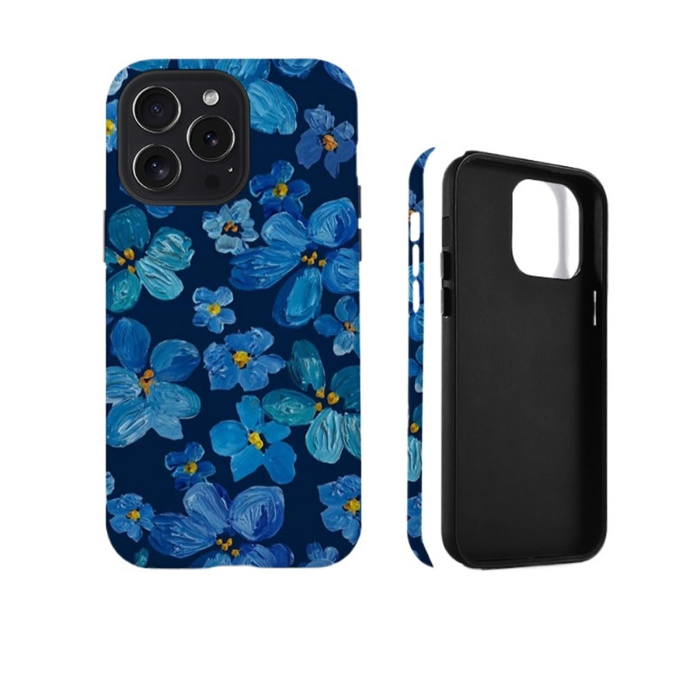 Creative Retro Blue Floral iPhone 15 Pro Max Case