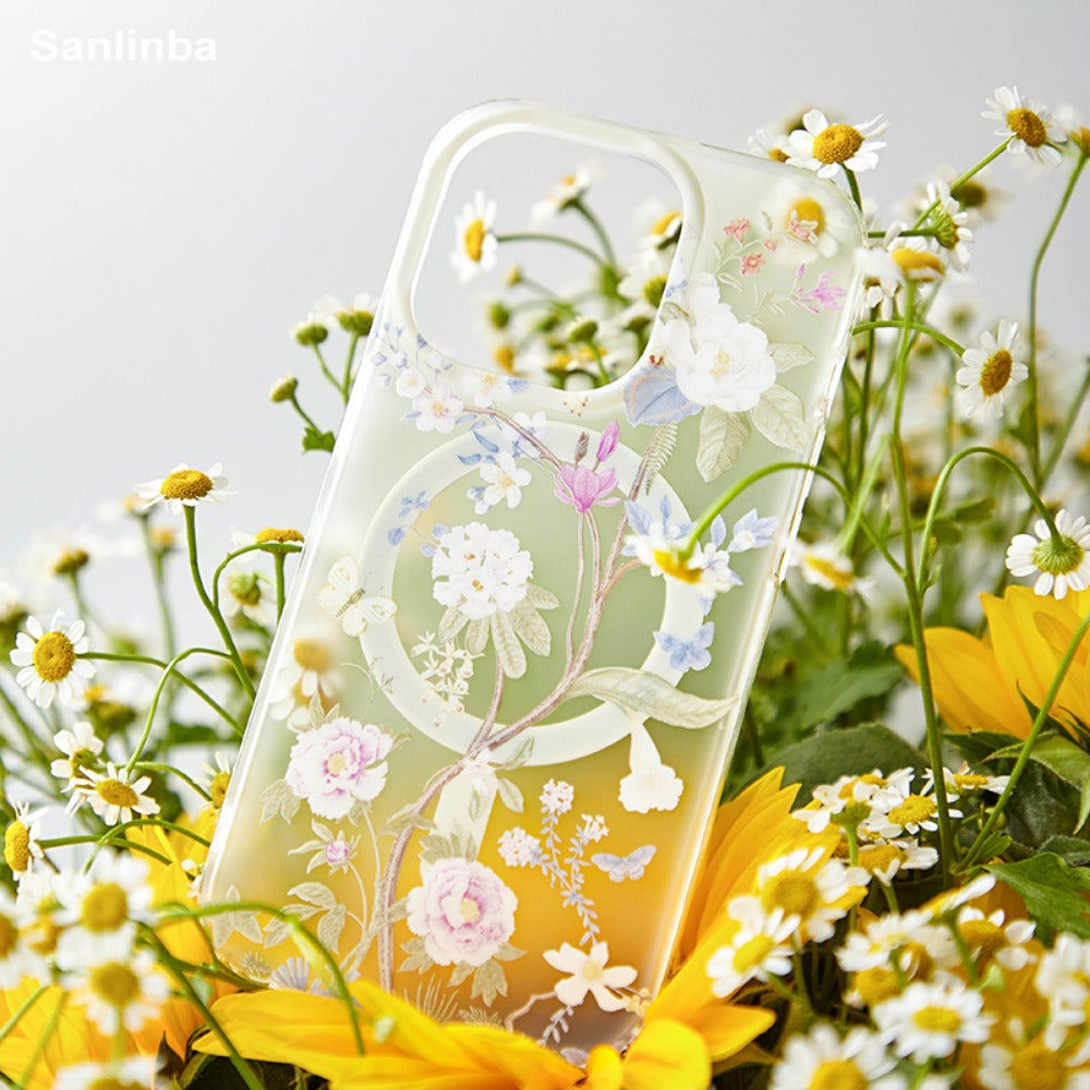 Frosted Transparent iPhone Case with Floral Design