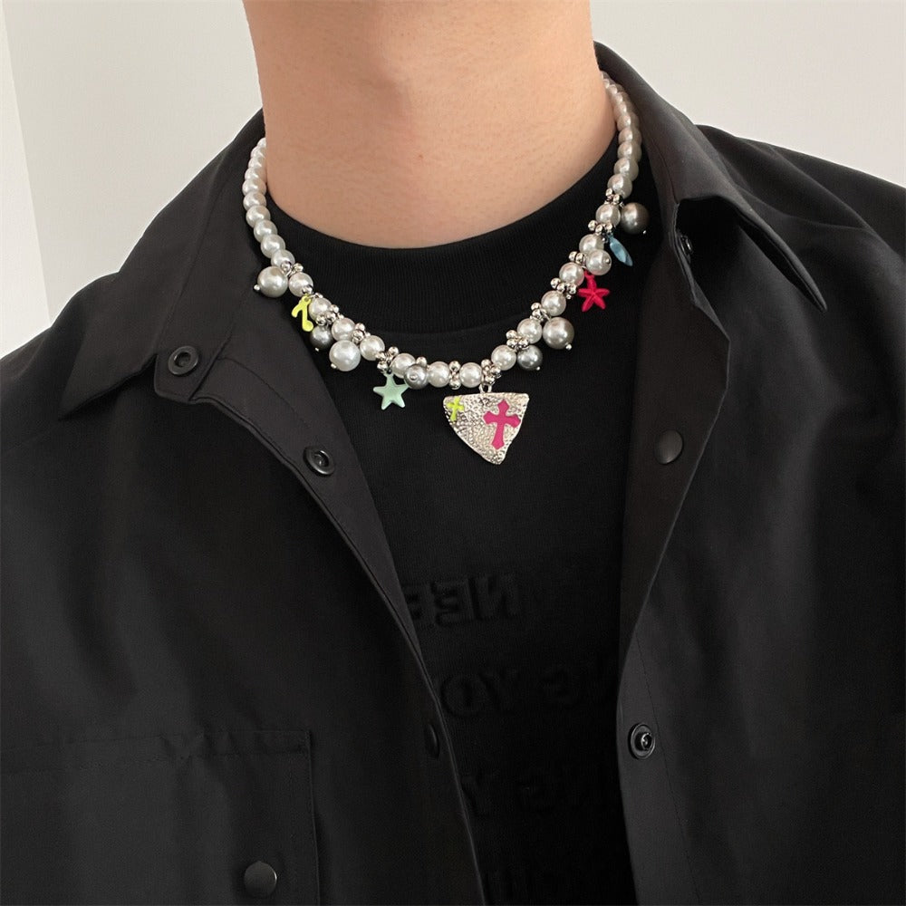 Heavy Industry Pearl Star Note Men's Hip Hop Necklace