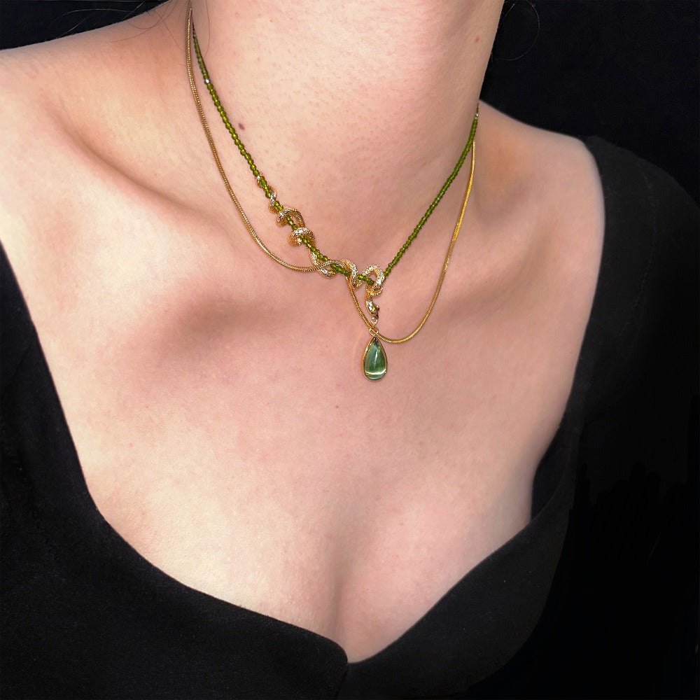 Symbiotic Vine Snake Niche Olive Green Clavicle Chain