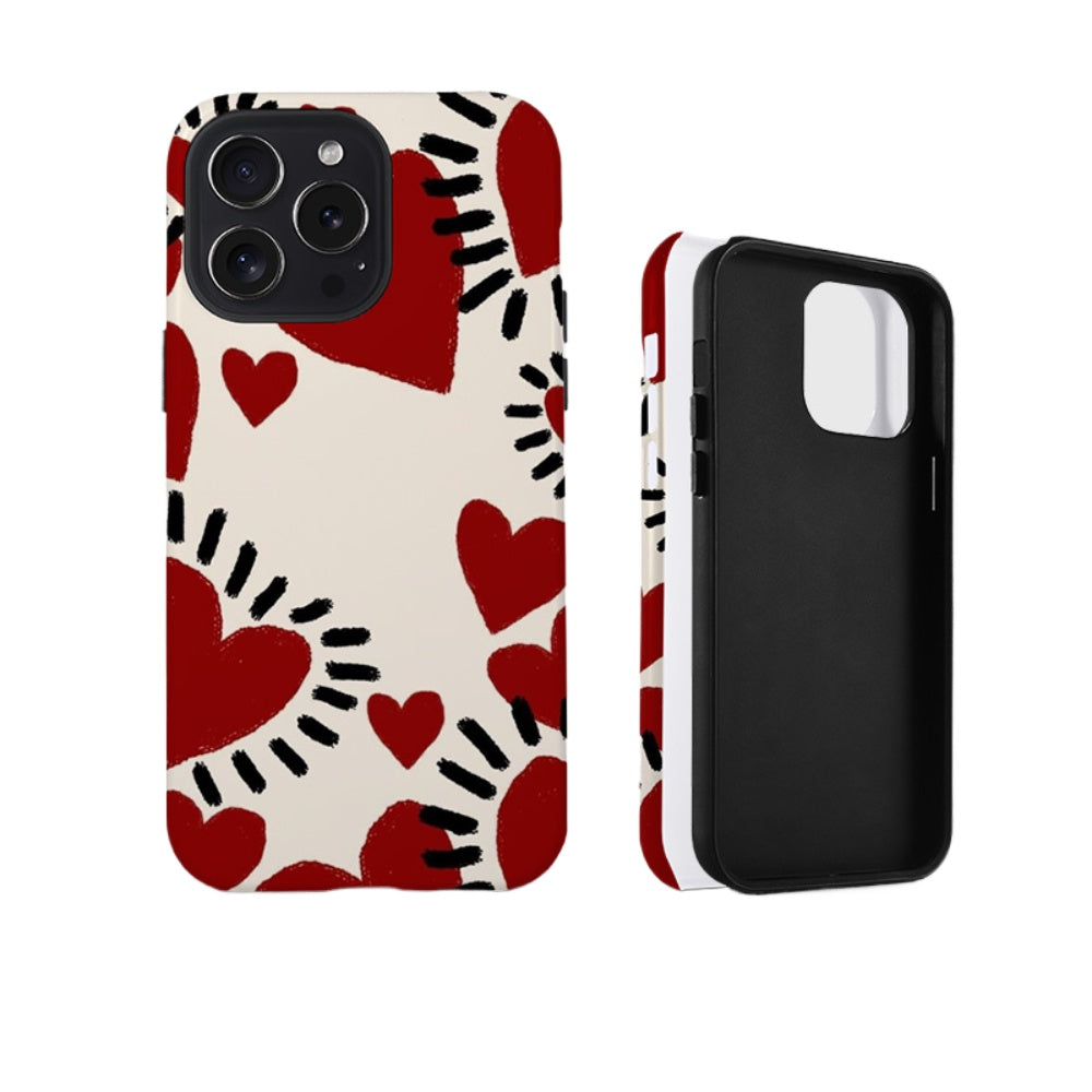 Personalized hand-painted red heart 15 iPhone case