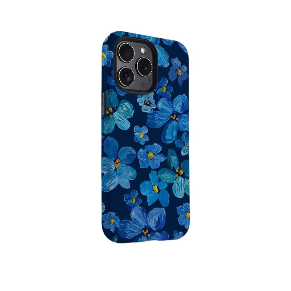Creative Retro Blue Floral iPhone 15 Pro Max Case