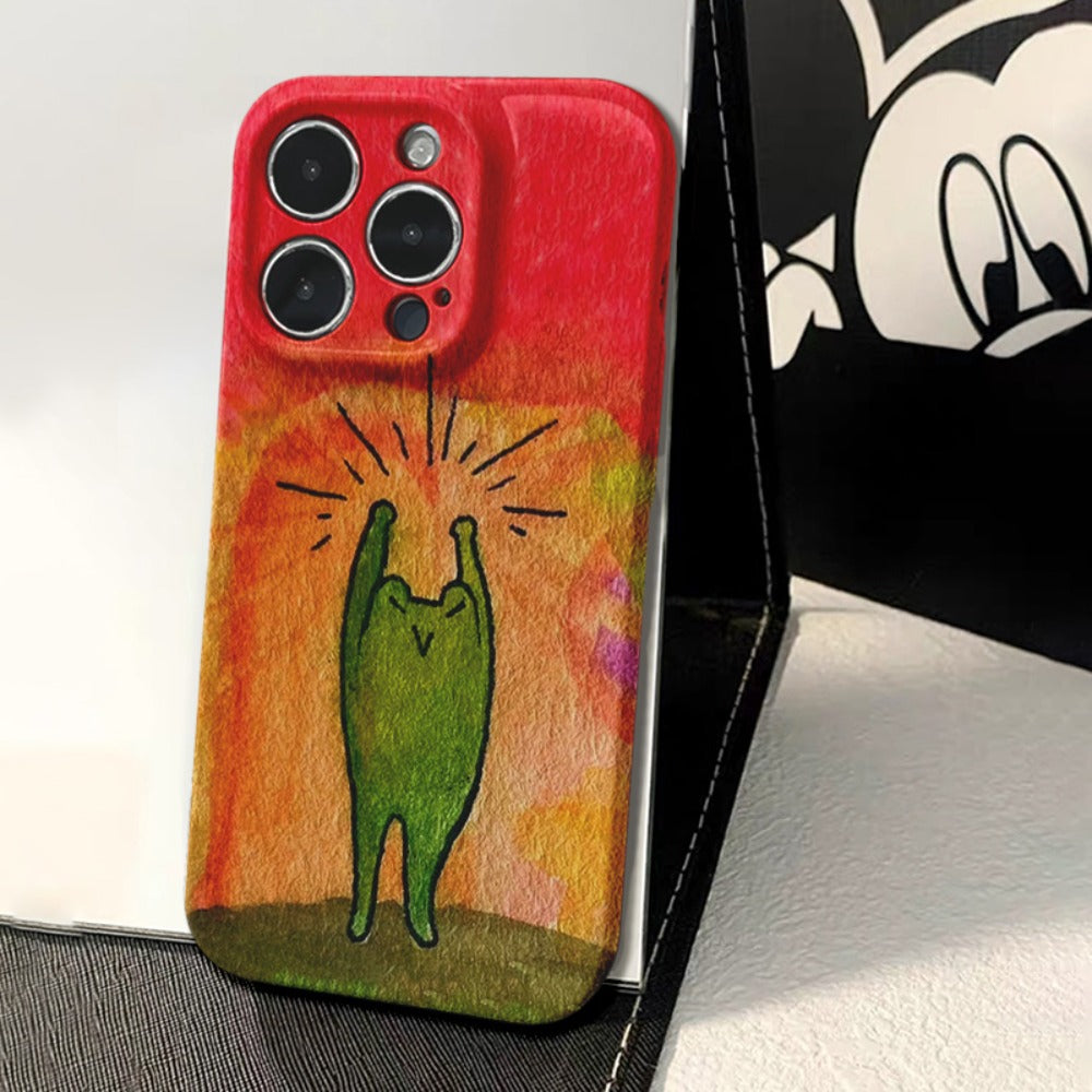 Funny oil painting frog mobile phone case creative niche hard case