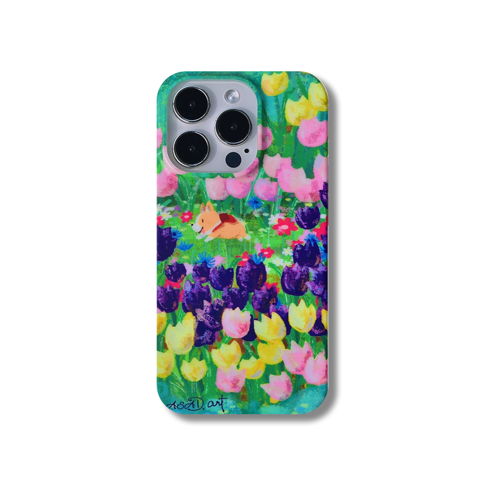 Bring a Touch of Vintage Elegance with the Corgi & Tulip iPhone 15 Pro Case