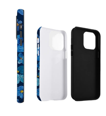 Creative Retro Blue Floral iPhone 15 Pro Max Case