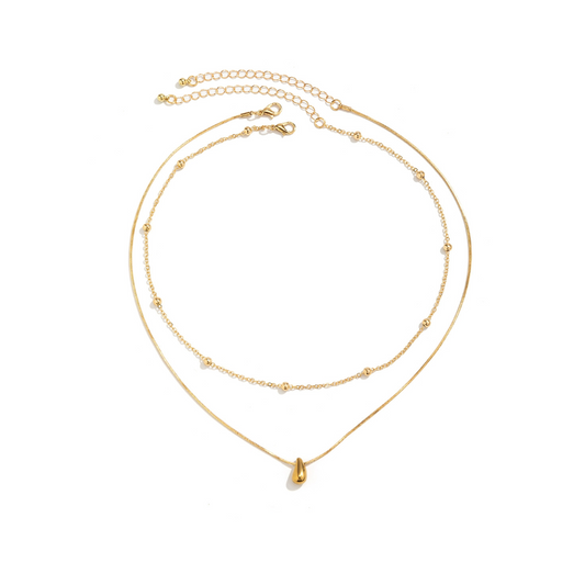 Elegant Chic Gold Droplet Layered Necklace