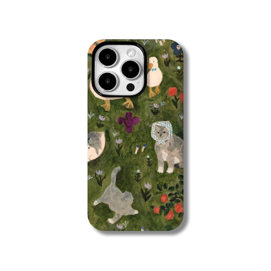 Niche Apple Huawei new green cat phone case