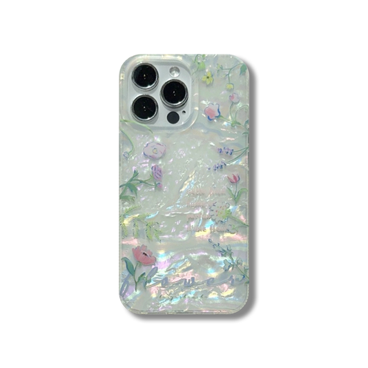 Creative Aesthetic Floral Crystal Shine iPhone 15 Case