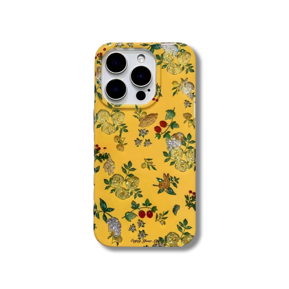 Glitter Vintage Floral Bunny Dual  iPhone 16 case