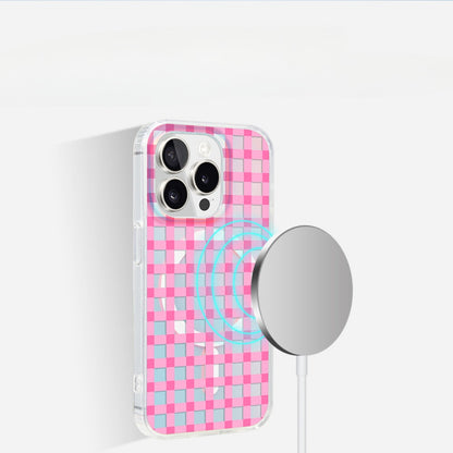 Fashionable Plaid Pattern iPhone Case with Magnetic Attraction