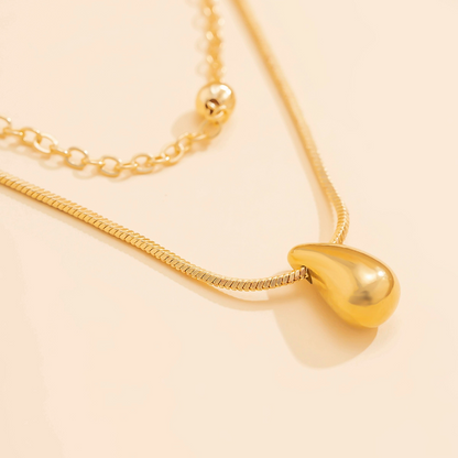 Elegant Chic Gold Droplet Layered Necklace