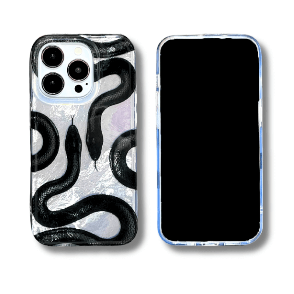 Retro Black Snake Skin iPhone 15 Case