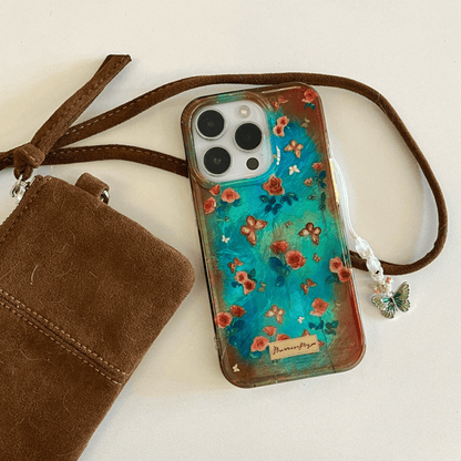 Vintage Floral iPhone 15 Stylish Butterfly Case