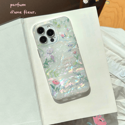 Creative Aesthetic Floral Crystal Shine iPhone 15 Case