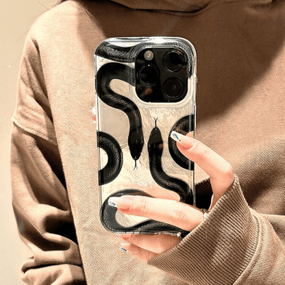 Retro Black Snake Skin iPhone 15 Case