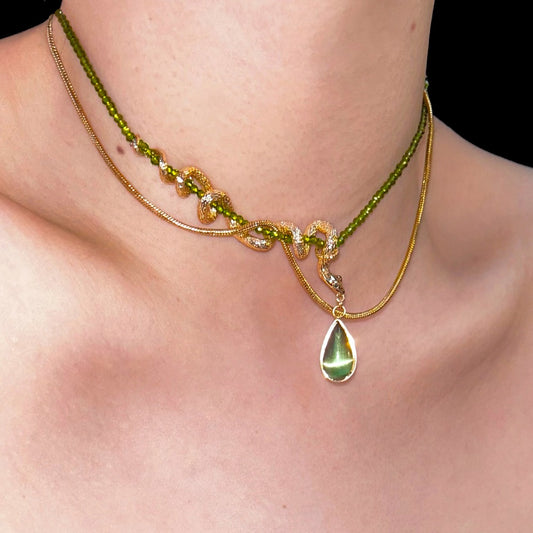 Symbiotic Vine Snake Niche Olive Green Clavicle Chain