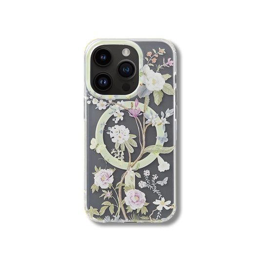 Frosted Transparent iPhone Case with Floral Design