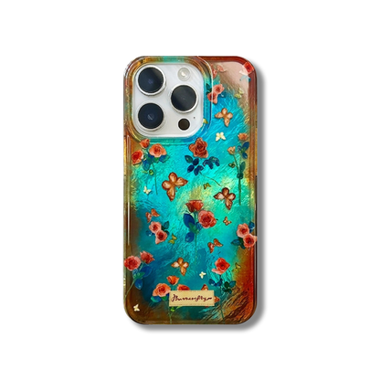 Vintage Floral iPhone 15 Stylish Butterfly Case