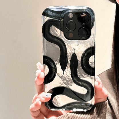 Retro Black Snake Skin iPhone 15 Case