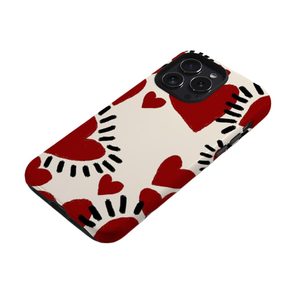 Personalized hand-painted red heart 15 iPhone case